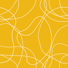 Seamless pattern on a yellow background with abstract lines. Smooth linear pattern