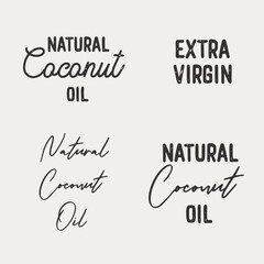 Natural Coconut Oil - set of hand drawn lettering and calligraphy logo.