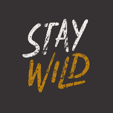 Stay wild. Grunge quote, motivational slogan. Phrase for posters, t-shirts and cards.
