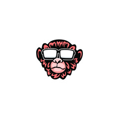 Cute monkey head logo vector illustration, ape mascot logo design