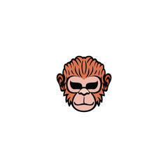 Cute monkey head logo vector illustration, ape mascot logo design