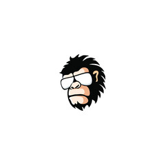 Cute monkey head logo vector illustration, ape mascot logo design