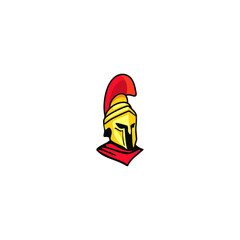 helmet of the Spartan warrior symbol, emblem. 
gladiator armor logo, Greek warrior flat vector icon