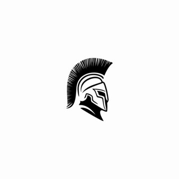 helmet of the Spartan warrior symbol, emblem. 
gladiator armor logo, Greek warrior flat vector icon