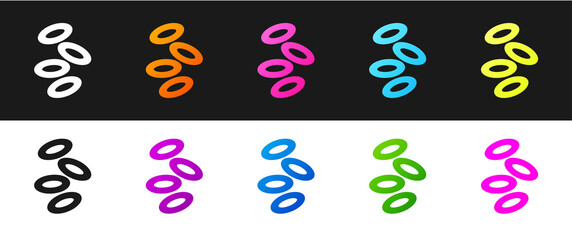 Set Medical hemoglobin erythrocytes icon isolated on black and white background. Vector