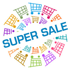 Super Sale Colorful Shopping Cart Circular Badge Style 