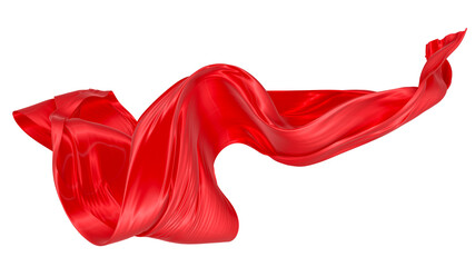 Beautiful flowing fabric of red wavy silk or satin. 3d rendering image.