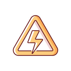 High voltage RGB color icon. Precaution for power outage. Danger label for electricity supply. Industrial manufacture. Fire safety regulation. Hazard prevention. Isolated vector illustration