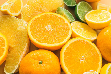 Fresh citrus fruits as background
