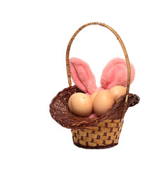 Fototapeta na wymiar basket for easter eggs on a white background