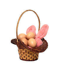 Fototapeta na wymiar basket for easter eggs on a white background