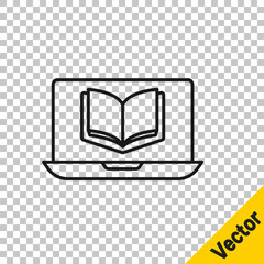 Black line Online class icon isolated on transparent background. Online education concept. Vector