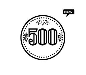 日本のお金 新500円硬貨 イラスト ベクター.  Japanese money. New 500 yen coin. Illustration. Vector.