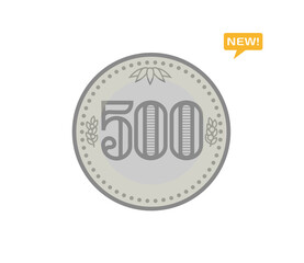 日本のお金 新500円硬貨 イラスト ベクター