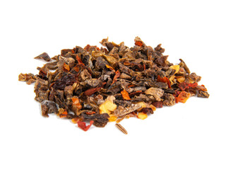 Aroma dried different spices isolated on the white background