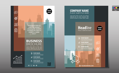 Business brochure flyer design layout template in A4 size, with blur background, vector eps10, CMYK color.