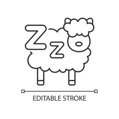 Counting sheeps linear icon. Mental exercise to improve sleep. Treatment for sleeplessness. Thin line customizable illustration. Contour symbol. Vector isolated outline drawing. Editable stroke
