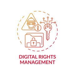 Digital rights management concept icon. Anti-competitive practice idea thin line illustration. Limiting intellectual property rights. Licensing agreements. Vector isolated outline RGB color drawing