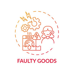 Faulty goods concept icon. Consumer rights violation claim idea thin line illustration. Customer services. Right to reject. Returning for exchange. Vector isolated outline RGB color drawing