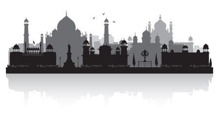 Obraz premium Agra India city skyline silhouette