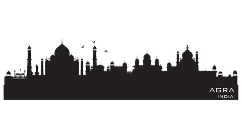 Fototapeta premium Agra India city skyline vector silhouette