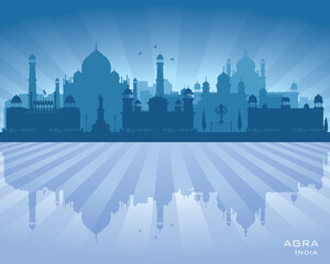Agra India city skyline vector silhouette
