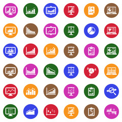 Infographic Icons. White Flat Design In Circle. Vector Illustration.