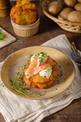 Delicious latkes with salmon