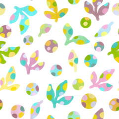 Abstract plant crayons hand draw illustrations. Seamless pattern. Neon rainbow colors. Crayons pastel. Children, kids sketch drawing. Fashion modern style. Endless fabric print.