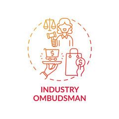 Industry ombudsman concept icon. Consumer protection service idea thin line illustration. Complaints against companies and organizations investigation. Vector isolated outline RGB color drawing