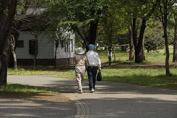 老夫婦の散歩