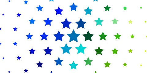 Fototapeta na wymiar Light Blue, Green vector layout with bright stars.