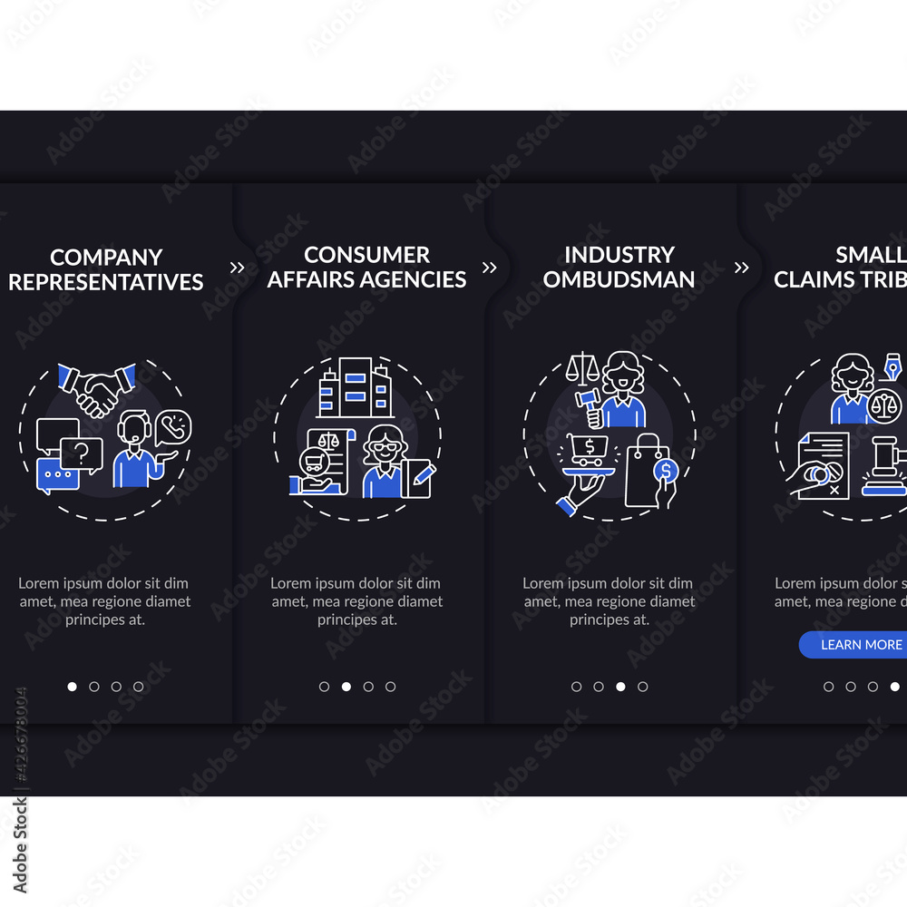 Poster customer protection onboarding vector template. responsive mobile website with icons. web page walkt