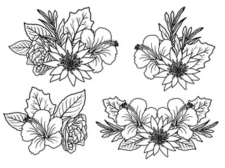 Flowers Line Art Arrangements. You can use this beautiful file to print on greeting card, frame, mugs, shopping bags, wall art, telephone boxes, wedding invitation, stickers, decorations, and t-shirts