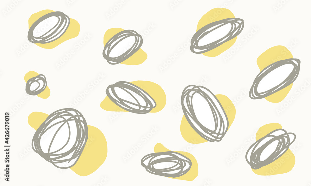 Poster yellow liquid blob with circle. abstract fluid spot as template for logo background.