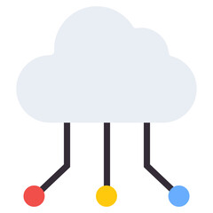 A flat design, icon of cloud network