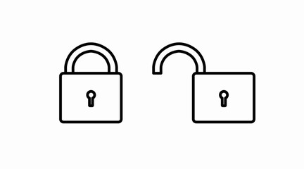 Padlock Icon Set. Vector isolated set of opened and locked padlocks