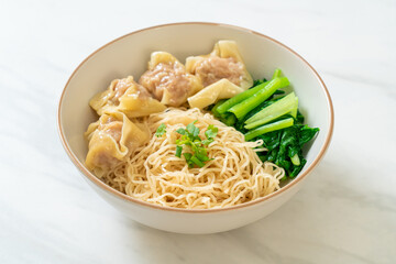 dried egg noodles with pork wonton or pork dumplings without soup