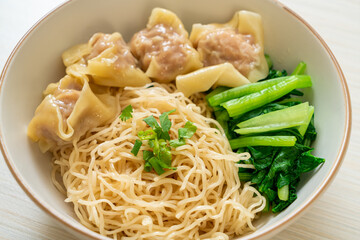 dried egg noodles with pork wonton or pork dumplings without soup