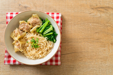 dried egg noodles with pork wonton or pork dumplings without soup