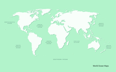World ocean map vector. world map. Educational map.