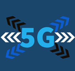 Technology icon network sign 5G. Illustration 5g internet symbol in flat line minimalism style.