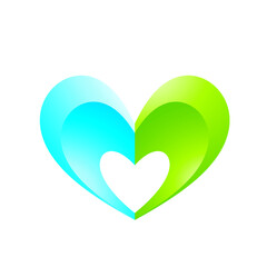 green and blue heart vector illustration