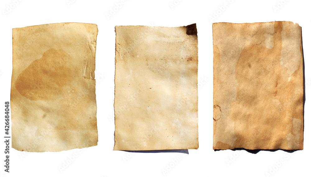 Poster old sheets of paper isolated on a white background. vintage spotted sheets