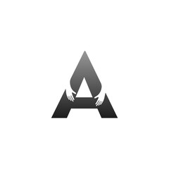 Letter A logo icon with hand design symbol template