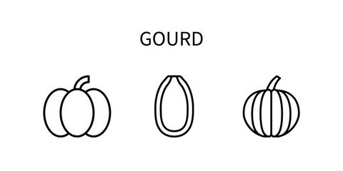 A Pumpkin Line Icon In A Simple Style. A set of vector icons in a simple style, isolated on a white background. 64x64 pixel.