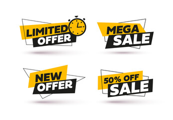 Abstract geometric sale banners. Set of trendy shapes for commercial design. Vector illustration