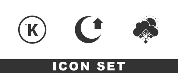 Set Kelvin, Moon and Cloud with snow and sun icon. Vector