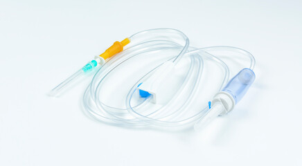 Dropper on white background. Concept of treatment and health.