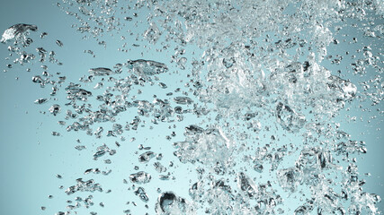 Water bubbles isolated on blue background